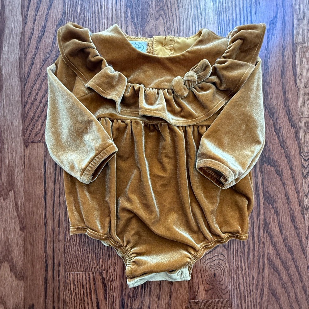 Mud Pie Jewel Toned Velour Onesie 3-6 Months